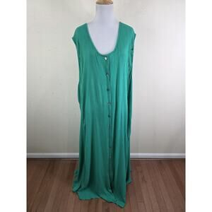 Denim 24/7 Dress Womens 5X 38/40 Crinkle Sleeveless 100% Rayon Button Down Maxi